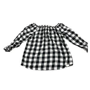 7 FOR ALL MANKIND Blouse Black White Checkered Plaid Top Girl's Size Large